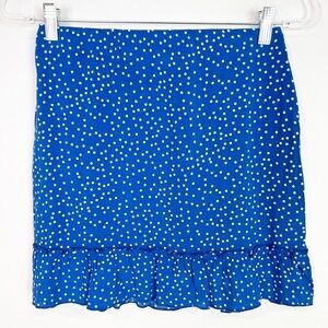 SUBDUED BLUE WHITE POLKA DOT ELASTIC WAIST MINI SKIRT WOMENS SZ MEDIUM